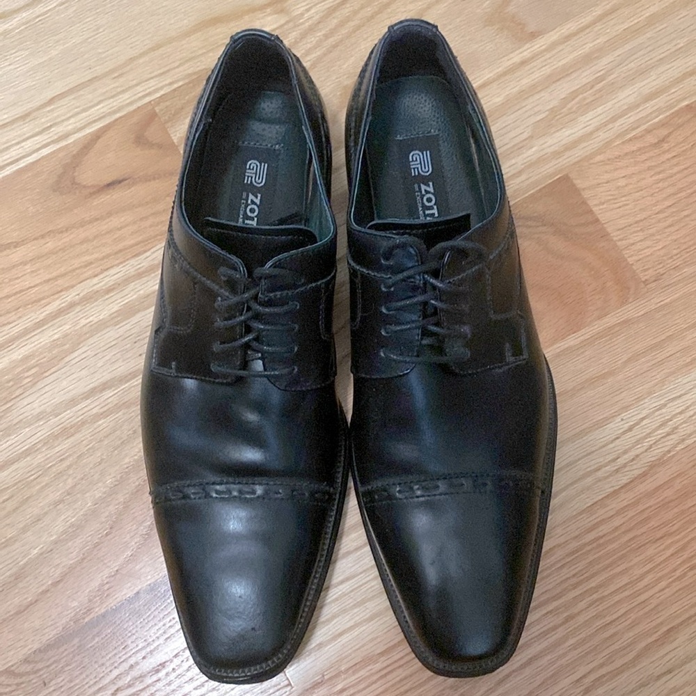 Zota Oxford Leather Men’s 10.5 Dress Shoes Black Cap Toe office professional